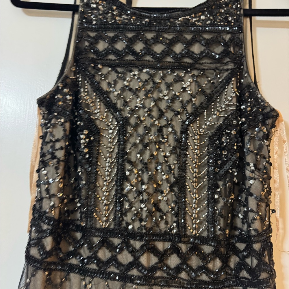Cache Black and Cream Beaded Top